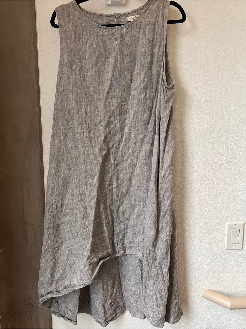 MagicLinen Royal Toscana High-Low Linen Dress Gray XL PTP 23